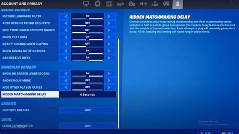 how to turn off hidden matchmaking delay fortnite